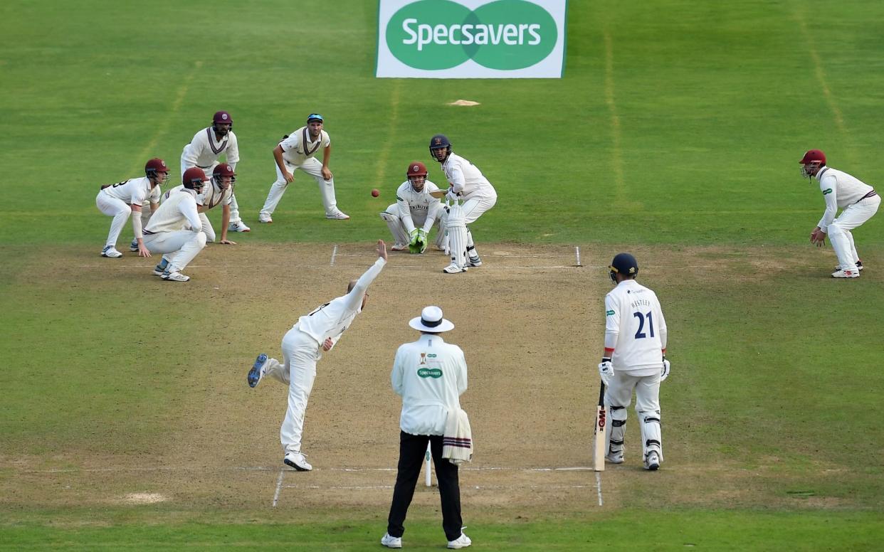 A general view as Jack Leach of Somerset bowls during Day Four of the Specsavers County Championship Division One match between Somerset and Essex at The Cooper Associates County Ground on September 26, 2019 in Taunton, England - Getty Images Europe /Alex Davidson 