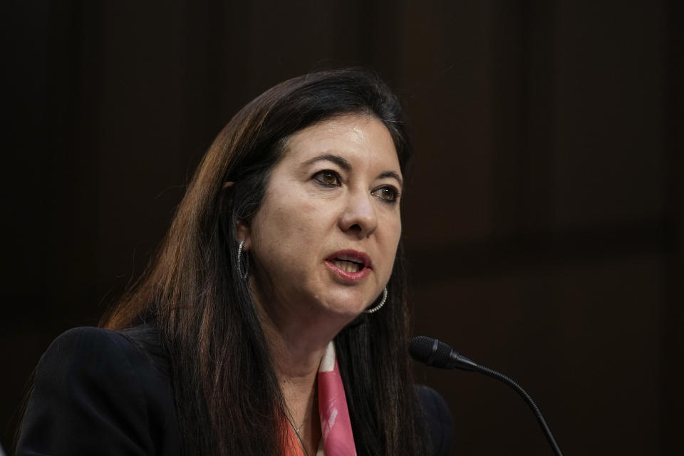 WASHINGTON, DC - JUNE 21: Dr. Adriana Kugler, nominee to be a member of the Board of Governors of the Federal Reserve System, testifies during a Senate Banking nominations hearing on June 21, 2023 in Washington, DC. Kugler is a Colombian-born economist currently serving as the U.S. Executive Director of The World Bank. (Photo by Drew Angerer/Getty Images)