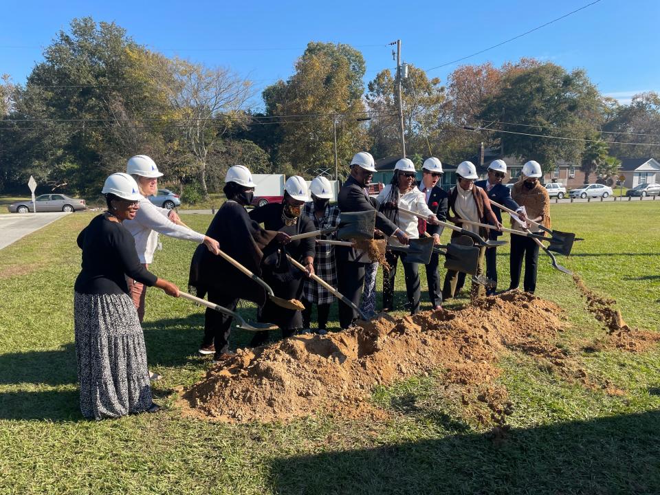 City of Savannah officials and Hudson Hill neighborhood leaders break ground for the new Hudson Hill Community Center in November 2021. The project is expected to be complete later this year.