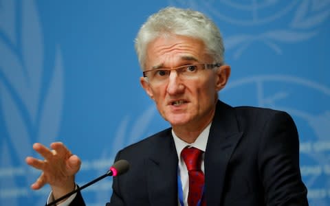 Mark Lowcock, a UN official, warns of disaster in Idlib - Credit: REUTERS/Denis Balibouse