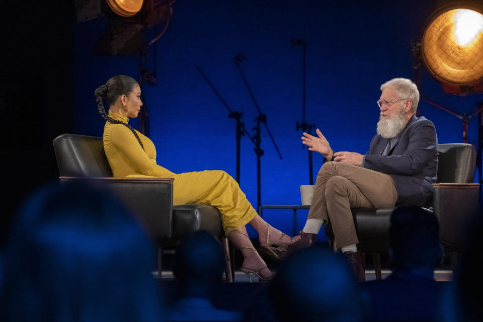 Kim Kardashian sits down with David Letterman on the first episode of the new season of Netflix's &ldquo;My Next Guest Needs No Introduction." (Photo: netflix)