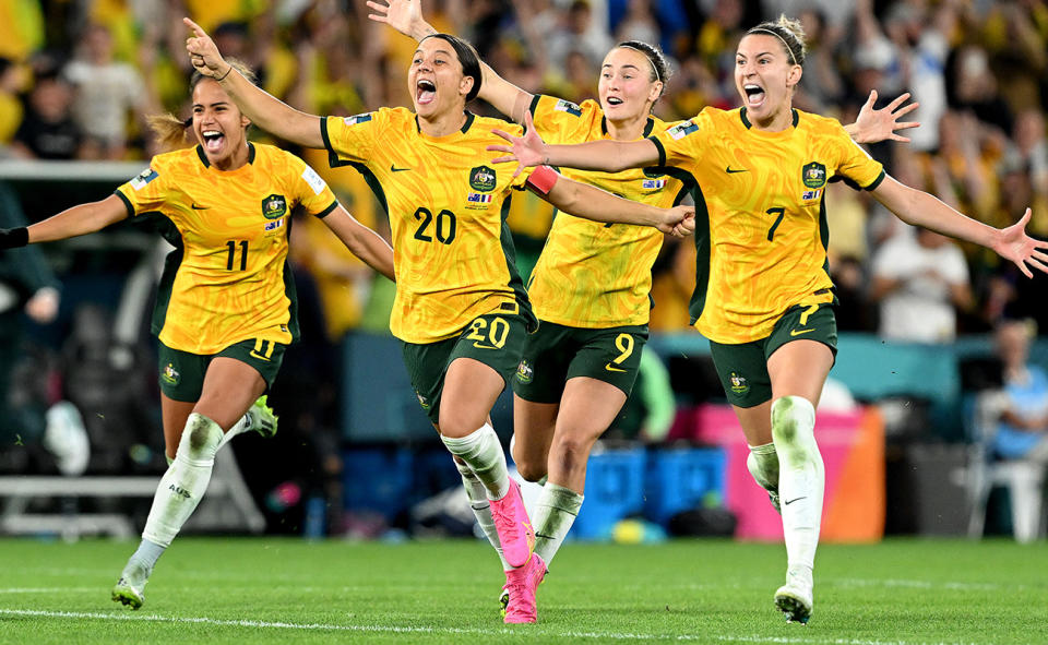 Matildas players, pictured here at the Women's World Cup.