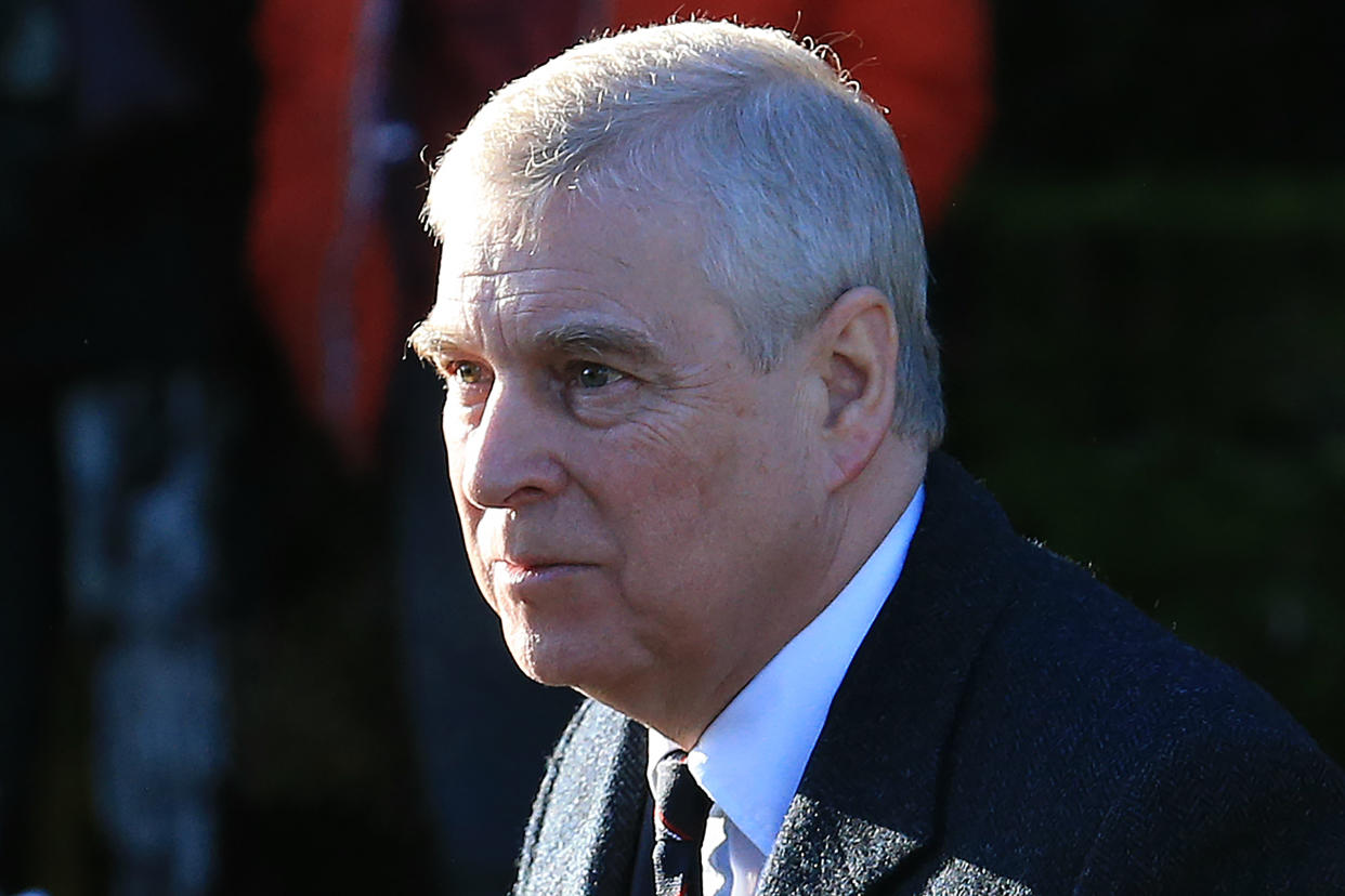 Britain's Prince Andrew, Duke of York, arrives to attend a church service at St Mary the Virgin Church in Hillington, Norfolk, eastern England, on January 19, 2020. - Britain's Prince Harry and his wife Meghan will give up their royal titles and public funding as part of a settlement with the Queen to start a new life away from the British monarchy. The historic announcement from Buckingham Palace on Saturday follows more than a week of intense private talks aimed at managing the fallout of the globetrotting couple's shock resignation from front-line royal duties. (Photo by Lindsey Parnaby / AFP) (Photo by LINDSEY PARNABY/AFP via Getty Images)