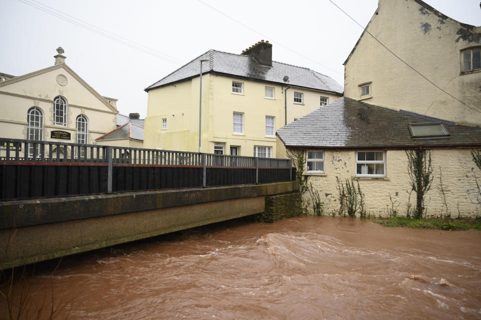 The Met Office issued a rare 'red' warning for rain in parts of Wales. Pictured: the river Usk. (Getty)