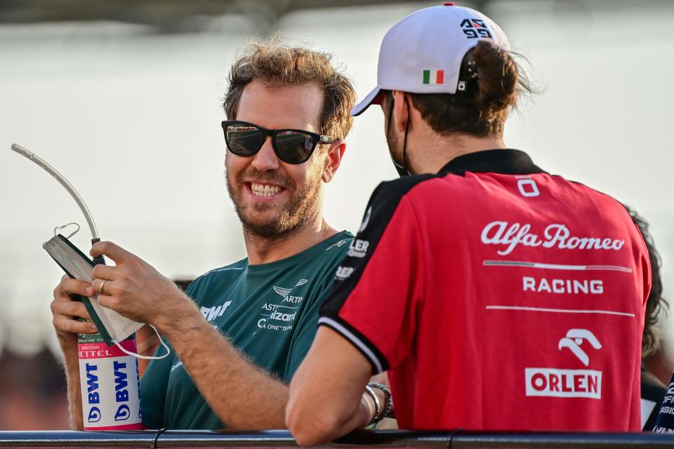 Aston Martin’s Sebastian Vettel and Alfa Romeo’s Antonio Giovinazzi (AFP)