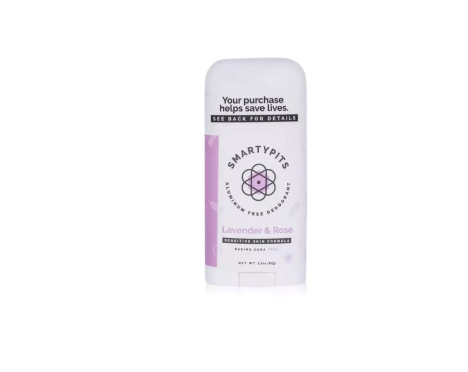SmartyPits deodorant contains baking soda, but offers a baking soda-free option for people who are sensitive to it. Plus, it comes in a range of awesome scents like lavender rose, rosemary mint and eucalyptus spearmint. ﻿<a href="https://smartypits.com/collections/super-strength-aluminum-free-deodorant/products/aluminum-free-deodorant-lavender-rose" target="_blank" rel="noopener noreferrer">Get the SmartyPits deodorant for $11.99</a>