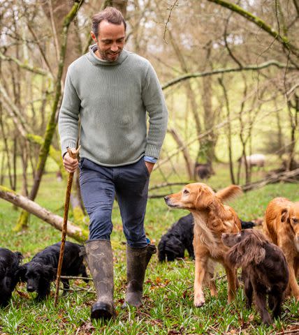 <p>Chris Terry</p> James Middleton with (from left) cocker spaniels Inka, Luna, golden retriever Mabel, brown cocker spaniel Nala and Isla