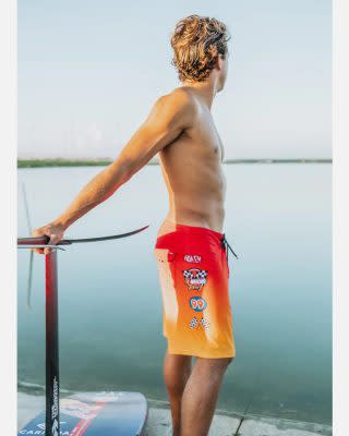 hurley x nascar fashion collab orange boardshort