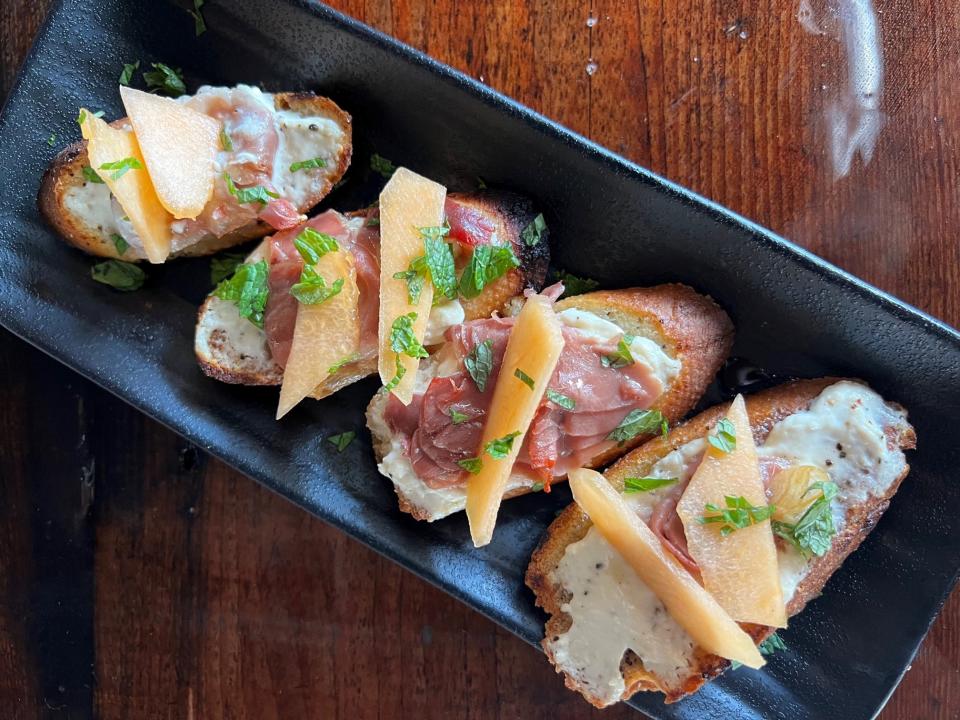 Melon and prosciutto crostini returns to the menu at the Continental.