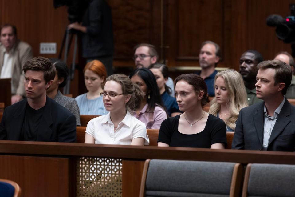 Patrick Schwarzenegger, Odessa Young, Sophie Turner, and Dane DeHaan in ‘The Staircase’ (HBO Max)