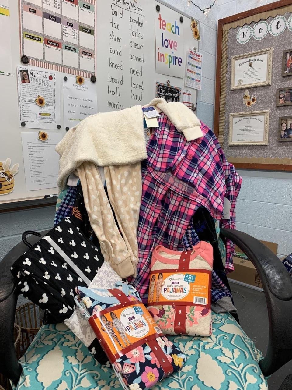 St. Mary School in Shelby recently collected 82 pairs of pajamas for the Scholastic Reading Club Great Bedtime Story Pajama Drive, which provides new pajamas and books to children in need.