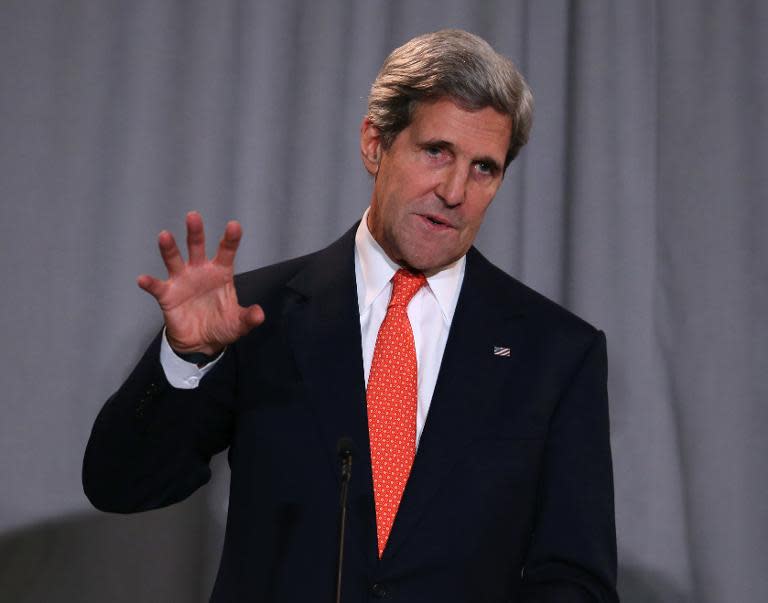 US Secretary of State John Kerry, pictured October 28, 2013 in Washington, DC, said Thursday for the first time that in some cases, US spying has gone too far, amid a row with Europe over the matter