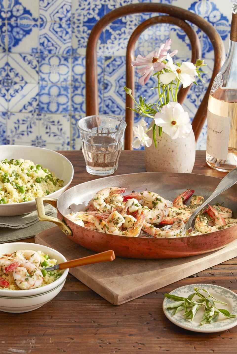 Herbes de Provence Shrimp with Basil and Pea Couscous