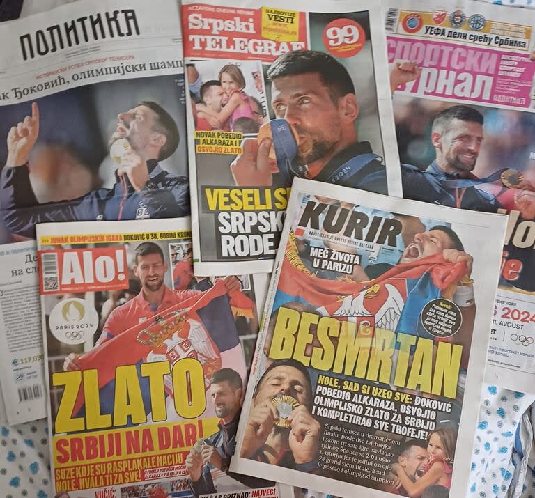 Djokovic, en las portadas de los diarios de Serbia