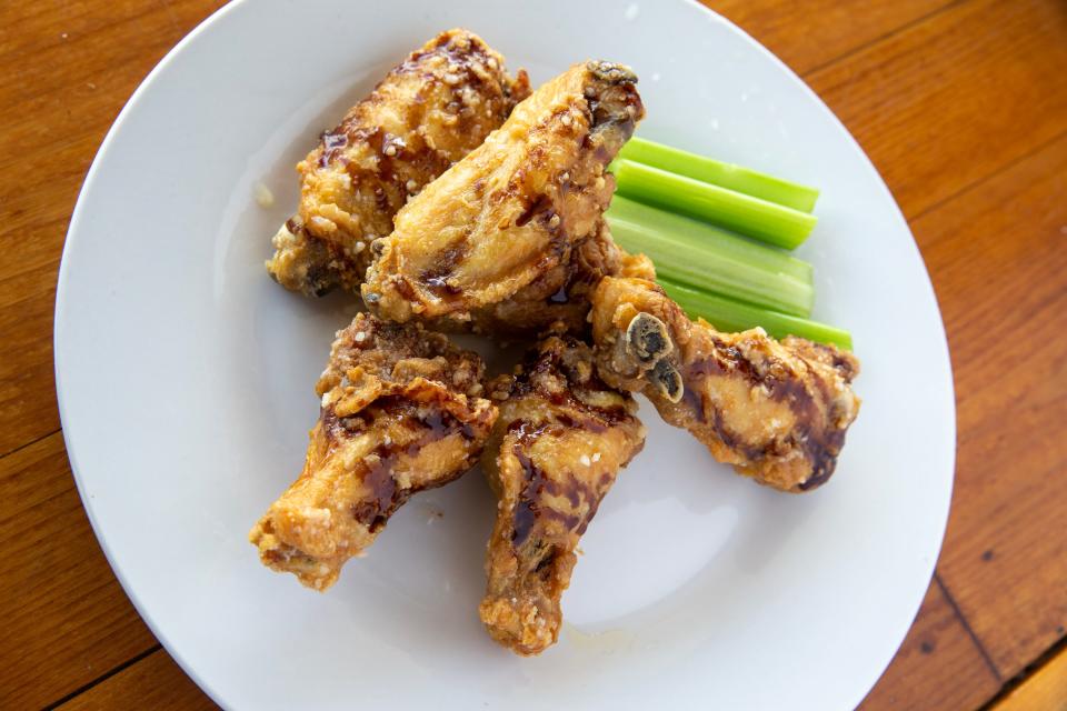 Garlic parmesan balsamic glaze chicken wings at Robbie's Chicken Shack.