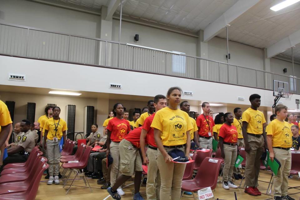 Cadets line up at the Team Illinois Youth Police Camp. This year’s camp will take place Sunday, July 16, through Saturday, July 22, at Principia College in Elsah, Illinois.