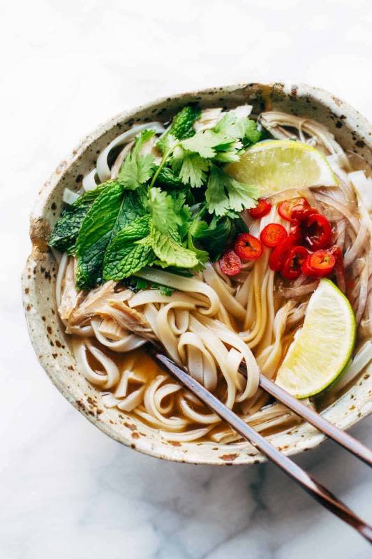 <p>Pinch of Yum</p><p>This easy turkey noodle soup recipe is light and so flavorful. Perfect for leftovers on a cozy chilly day!</p><p><strong>Get the recipe: <a href="https://pinchofyum.com/easy-turkey-pho" rel="nofollow noopener" target="_blank" data-ylk="slk:Easy Turkey Pho;elm:context_link;itc:0;sec:content-canvas" class="link ">Easy Turkey Pho</a></strong></p>