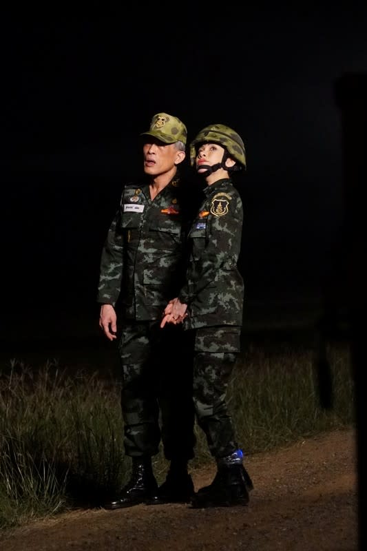 Thailand's King Maha Vajiralongkorn and General Sineenat Wongvajirapakdi, the royal consort are pictured in this undated handout photo obtained by Reuters