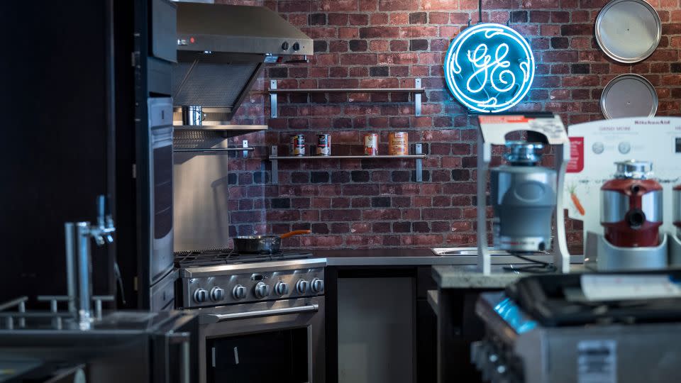 General Electric home appliances are displayed for sale at an appliance store in San Jose, California, in  2019. But the despite the name, the company had already sold off its appliance business three years earlier. - David Paul Morris/Bloomberg/Getty Images