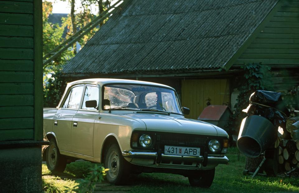 A Soviet-era Moskvich car.