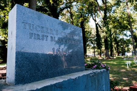 The entrance to the Tucker family cemetery is seen in Hampton, Virginia