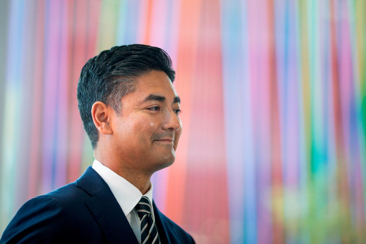 Cincinnati Mayor-elect Aftab Pureval speaks to local media about his mayoral transition plans during a press conference at the Contemporary Arts Center in downtown Cincinnati on Monday, Nov. 15, 2021.