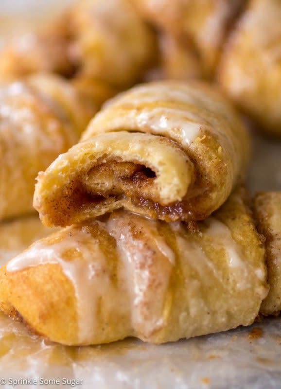 <p>Sprinkle Some Sugar</p><p>Make-shift cinnamon rolls made the easy way and you will not believe how amazing these are!</p><p><strong>Get the recipe: <a href="http://www.sprinklesomesugar.com/cinnamon-roll-crescents/" rel="nofollow noopener" target="_blank" data-ylk="slk:Cinnamon Roll Crescents;elm:context_link;itc:0;sec:content-canvas" class="link ">Cinnamon Roll Crescents</a></strong></p>