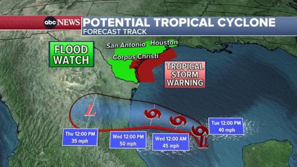 PHOTO: This weather map shows a potential tropical cyclone path in the Gulf of Mexico through June 20, 2024.  (ABC News)