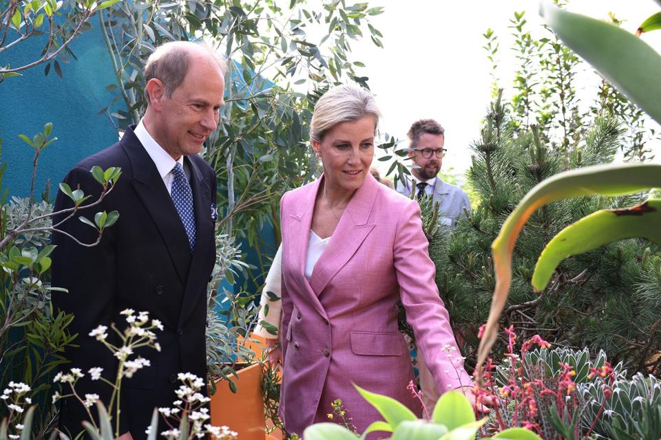 Prince Edward, Earl of Wessex and Sophie, Countess of Wessex are given a tour of The Chelsea Flower Show 2022 at the Royal Hospital Chelsea on May 23, 2022 in London, England. The Chelsea Flower Show returns to its usual place in the horticultural calendar after being cancelled in 2020 and postponed in 2021 due to the Covid pandemic. This year sees the Show celebrate the Queen's Platinum Jubilee and also a theme of calm and mindfulness running through the garden designs.