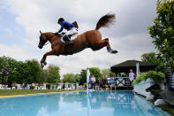 Gerco Schroeder of Netherlands and Eurocommerce London compete in the CSI5 Global Champions Tour Grand Prix of Hamburg. (Photo by Dennis Grombkowski/Bongarts/Getty Images)