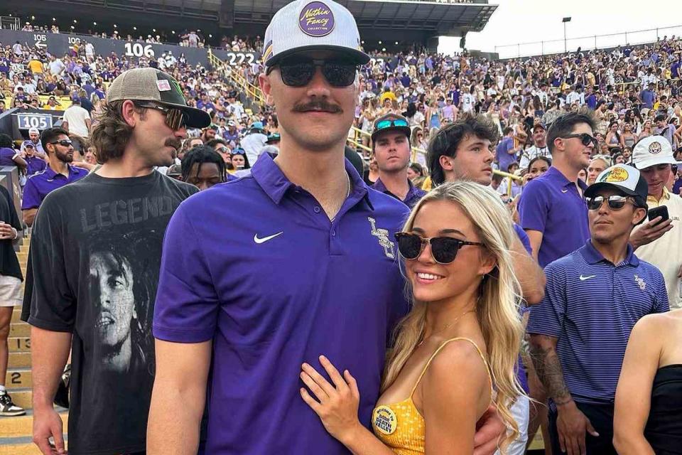 <p>Paul Skenes/Instagram</p> Olivia Dunne Cozies Up to Boyfriend and MLB Prospect Paul Skenes at LSU Football Game