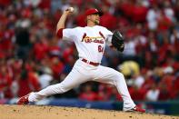 ST LOUIS, MO - OCTOBER 17: Trevor Rosenthal #64 of the St. Louis Cardinals pitches in the sixth inning against the San Francisco Giants in Game Three of the National League Championship Series at Busch Stadium on October 17, 2012 in St Louis, Missouri. (Photo by Elsa/Getty Images)