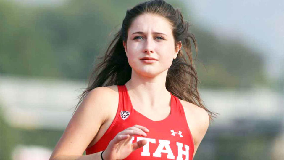 Track and field athlete Lauren McCluskey (pictured) running.