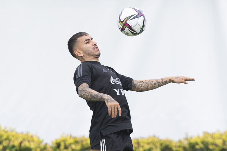 Ángel Correa en un entrenamiento de la selección argentina; el ex San Lorenzo no va al Mundial