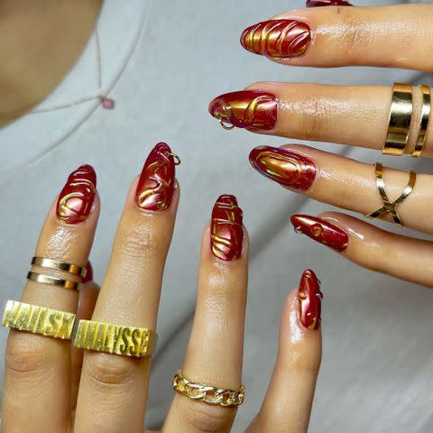 <p>Analysse Hernandez Instagram</p> Pierced nails by @nailsxanalysse.