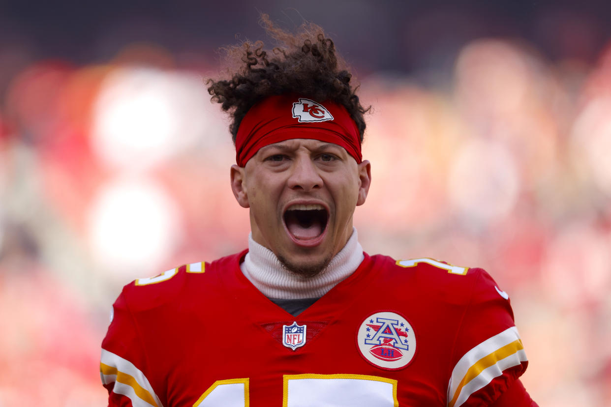 Patrick Mahomes and the Chiefs will host the 2023 NFL season opener against the Lions, as well as the Eagles in Week 11 in a Super Bowl rematch. (Photo by David Eulitt/Getty Images)