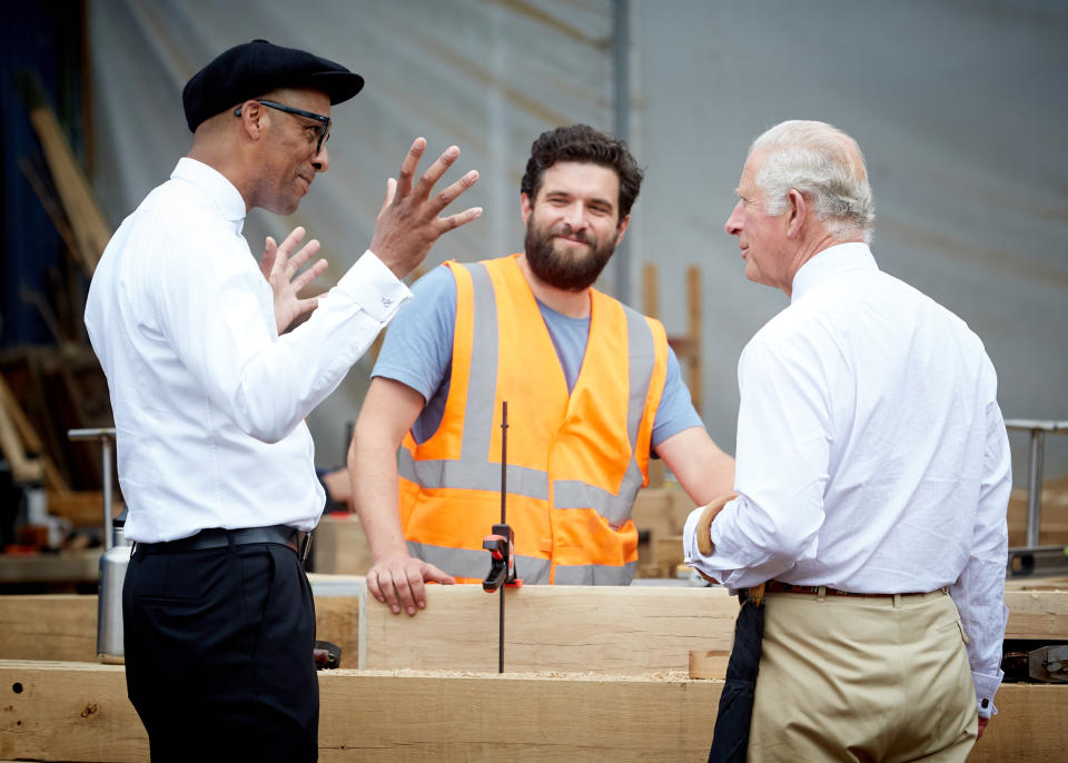 Charles met with the show’s host Jay Blades (Dumfries House/Prince’s Foundation/Ricochet TV/BBC/PA)