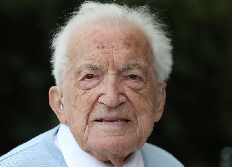 Alfons Leempoels walks the equivalent of a marathon in his garden to raise money to fight against the coronavirus disease (COVID-19) in Rotselaar