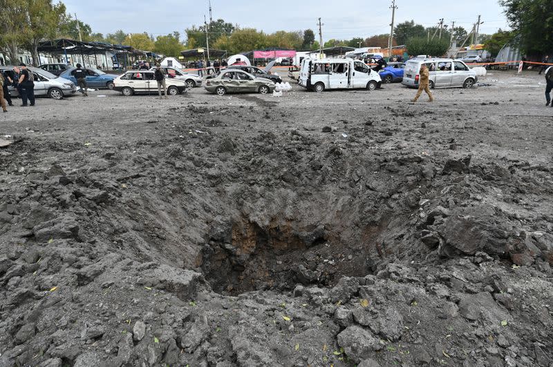 Civilian convoy hit by a Russian missile strike in Zaporizhzhia