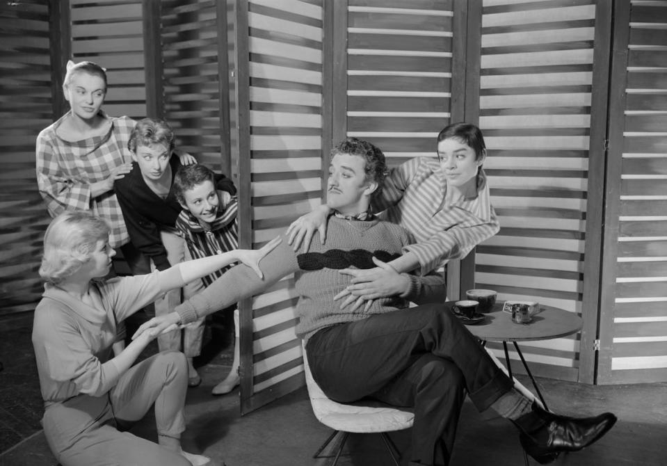 In a scene from ‘Lady at the Wheel’, a musical comedy at the Lyric Theatre, Hammersmith, London, in 1958 (Getty)