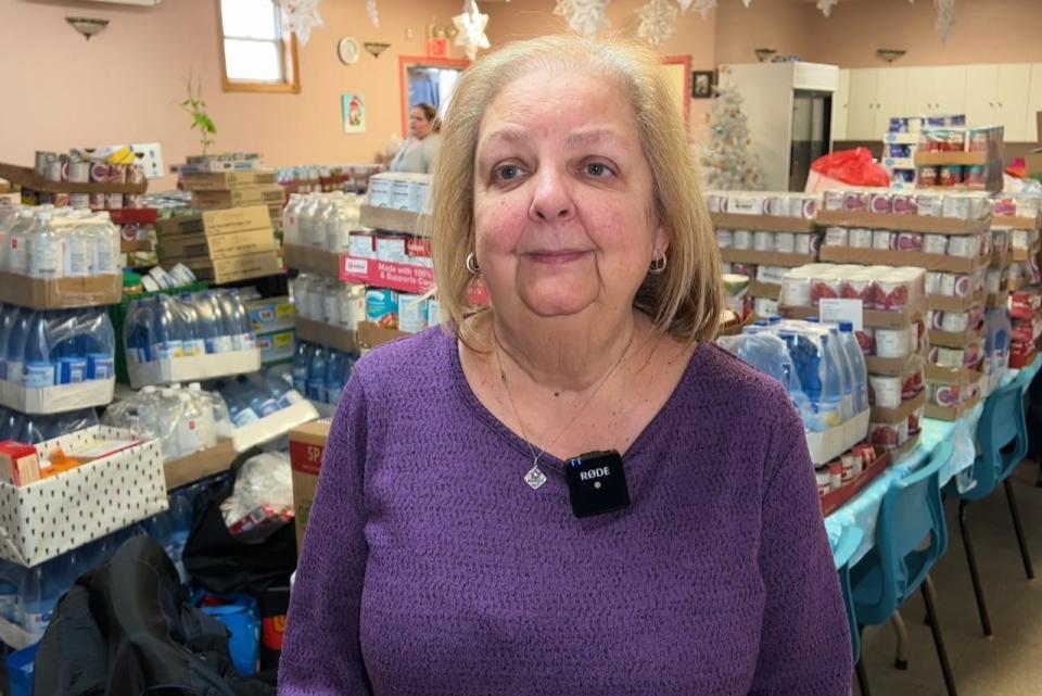 Glace Bay Food Bank co-ordinator Linda MacRae says there should be no shame when the economy or major life changes force people into needing help with groceries. (Gary Mansfield/CBC - image credit)