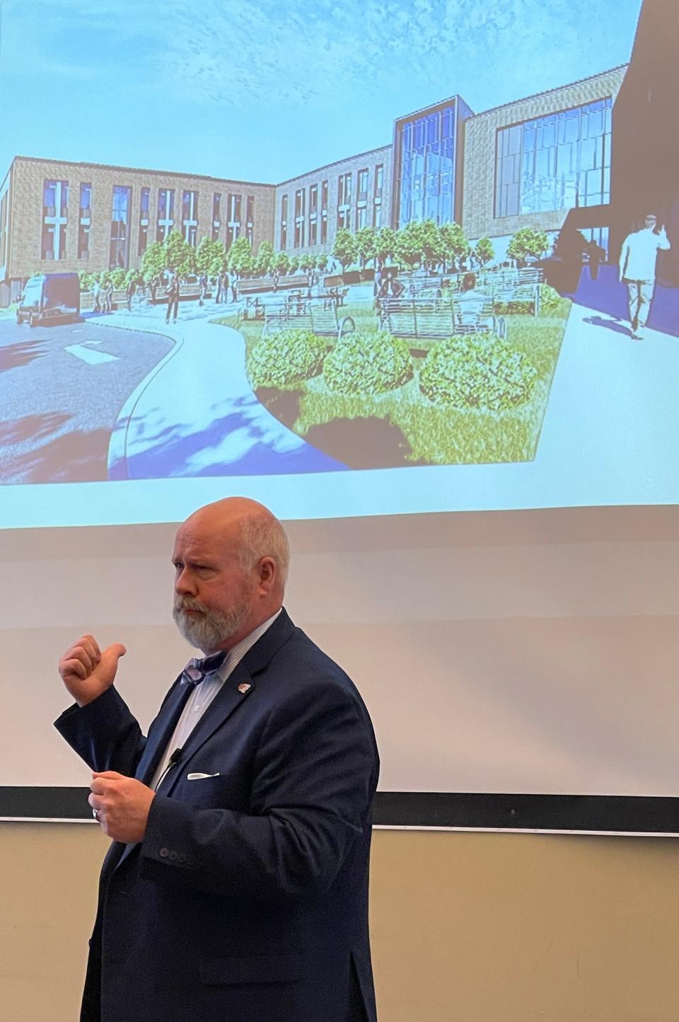 Roane State President Chris Whaley describes the planned Knox Regional Health Science Education and Simulation Center.