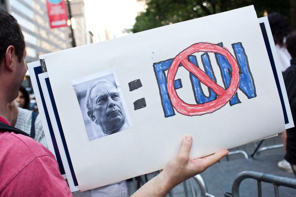 Dominic Inferrera of New York, protests the proposed 
