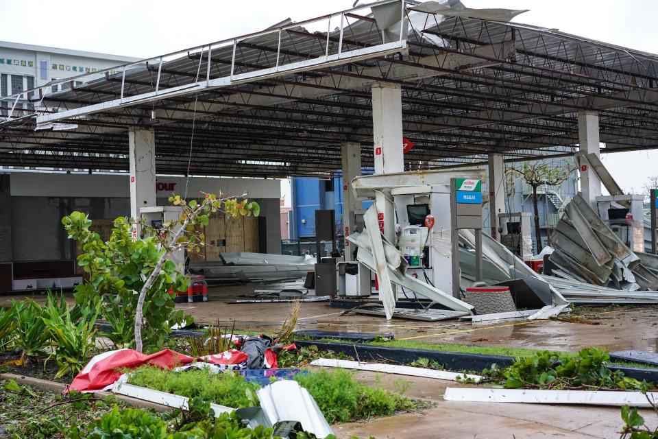 A gas station is damaged in San Juan.&nbsp;