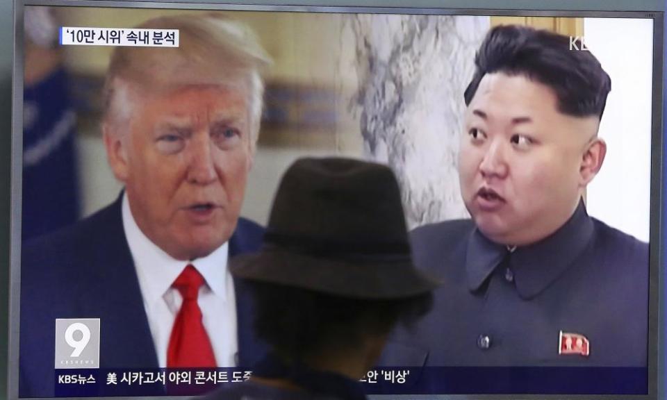 Donald Trump and Kim Jong-un, together on TV.