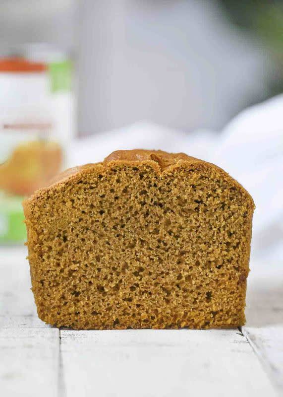<p>Cooking Made Healthy</p><p>Whole wheat pumpkin bread is a healthy, moist quick bread with rich and warm Autumn flavors. Made with pumpkin puree, warm pumpkin spices and brown sugar. </p><p><strong>Get the recipe: <em><a href="https://cookingmadehealthy.com/whole-wheat-pumpkin-bread/" rel="nofollow noopener" target="_blank" data-ylk="slk:Whole Wheat Pumpkin Bread;elm:context_link;itc:0;sec:content-canvas" class="link rapid-noclick-resp">Whole Wheat Pumpkin Bread</a></em></strong></p>