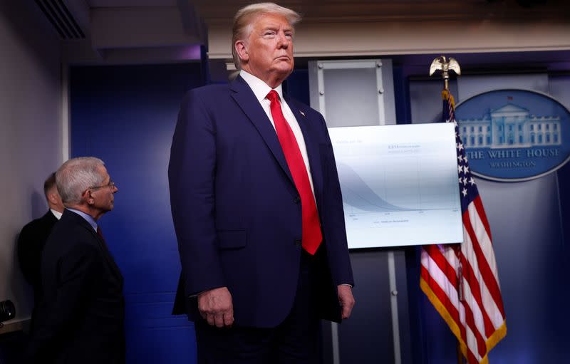 U.S. President Trump leads daily coronavirus response briefing at the White House in Washington