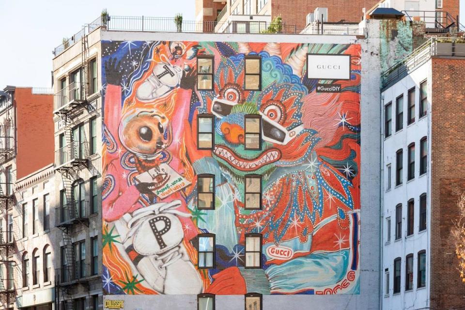 紐約拉法葉街的Gucci藝術牆。（圖取自Gucci臉書）