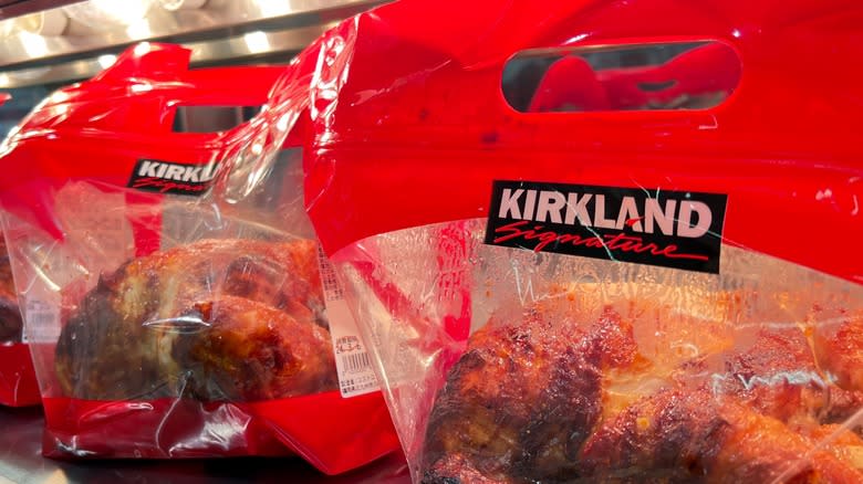 Bagged Kirkland rotisserie chicken at store