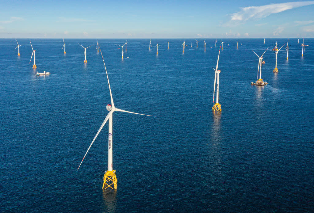 Offshore Wind Farm Under Construction In Yangjiang